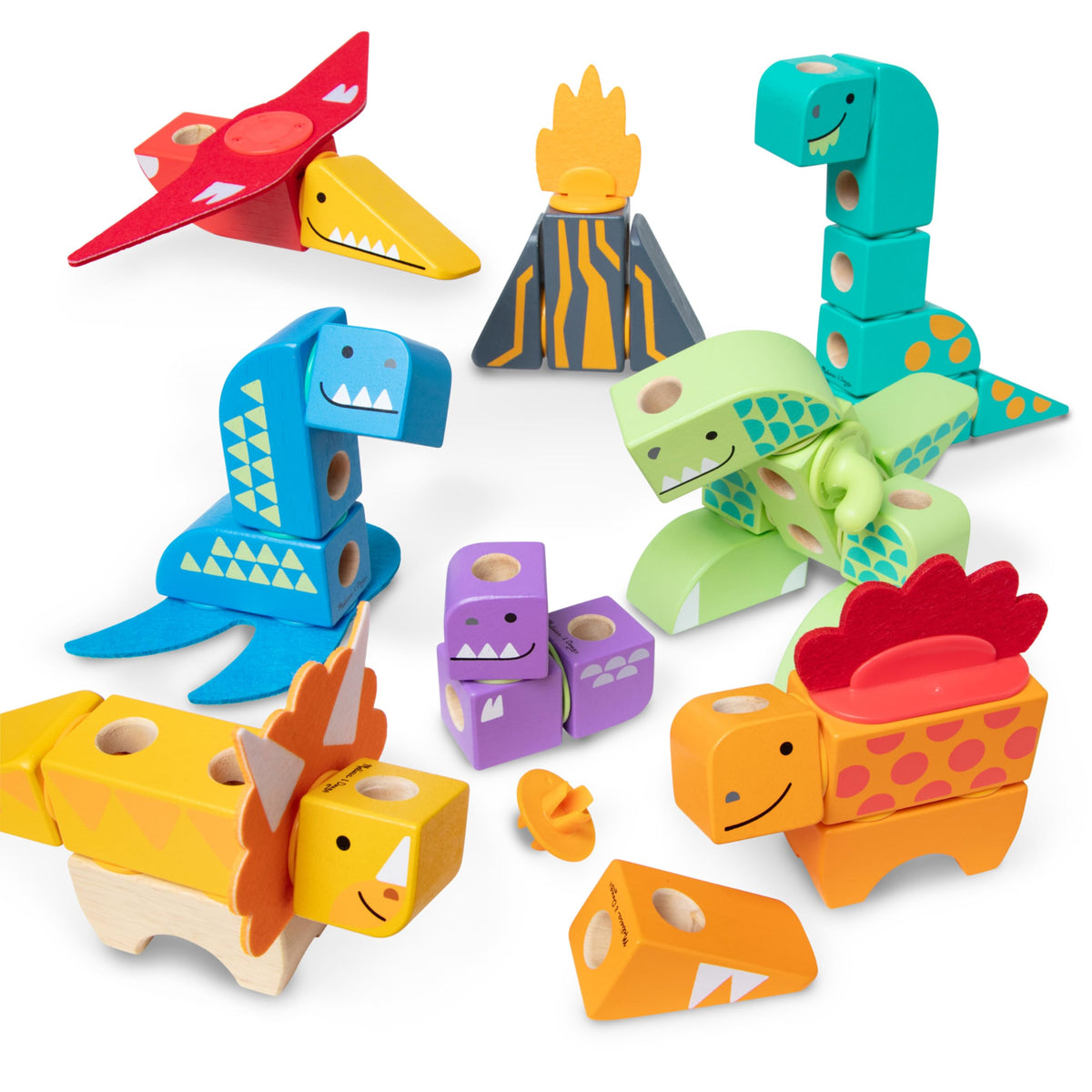 Melissa and Doug Blockables dinosaur snaps for developing fine motor skills during play.