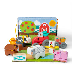 Melissa & Doug Blockables Farm tractor and trailer for imaginative play, promoting fine motor skills