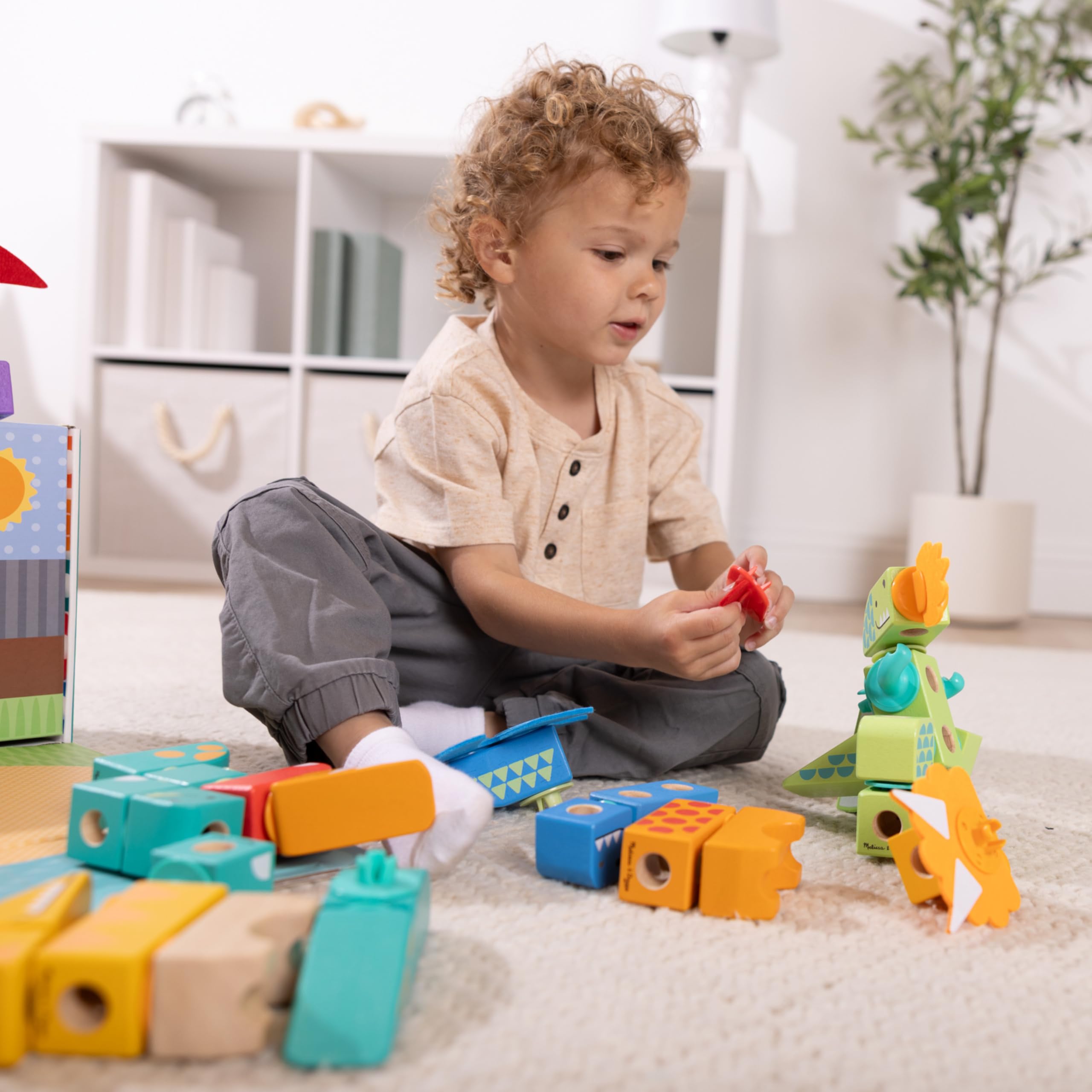 Melissa and Doug Blockables smooth, sturdy wood feels great in small hands during building.