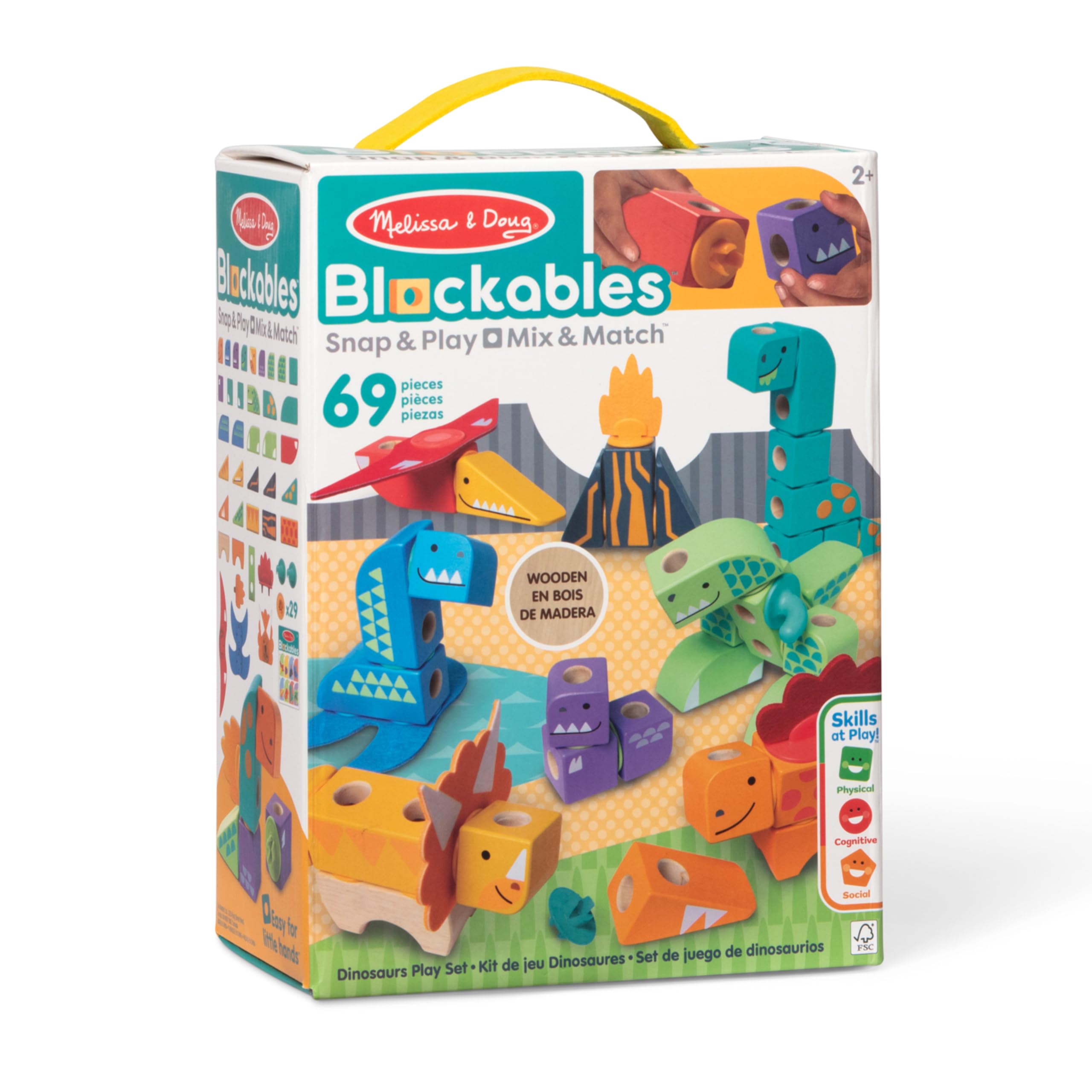 Melissa and Doug Blockables dinosaur volcano scene invites hands-on exploration.