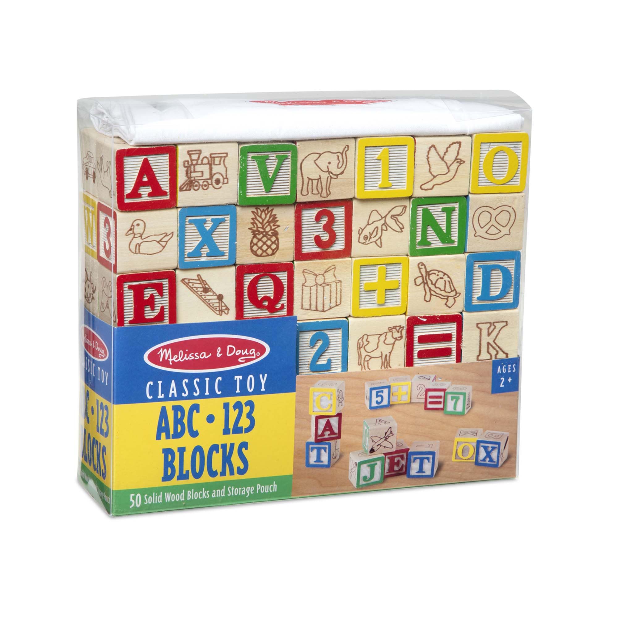 Creative structures built with Melissa & Doug blocks.