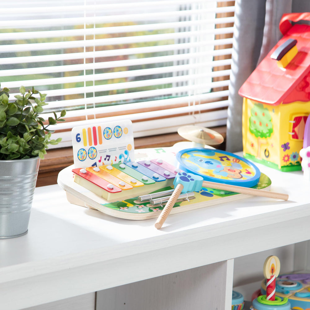 Melissa & Doug Blue's Clues music board cymbal adds joyful accents to playtime.