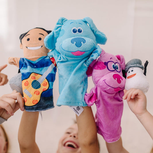 Melissa & Doug Blues Clues You hand puppet magenta promotes pretend play.