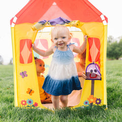 Melissa & Doug Blues House tent mailbox flap opens to reveal postcard