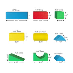 Melissa & Doug building blocks bright colors and shapes to boost shape recognition.
