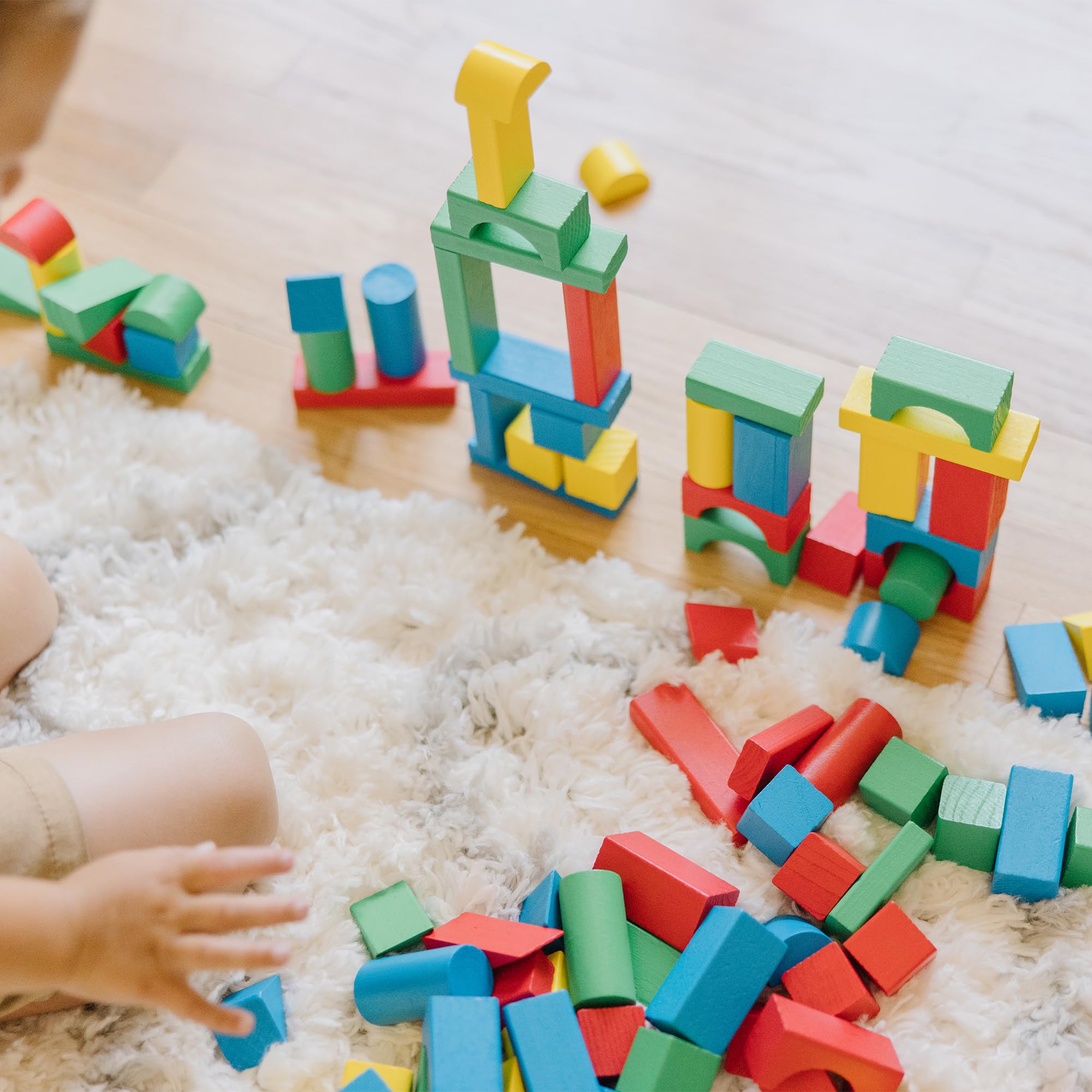 Melissa & Doug wooden blocks ready for sorting and counting activities.