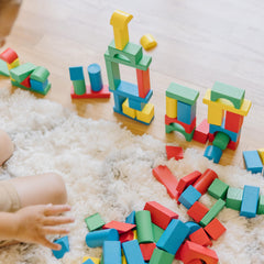 Melissa & Doug wooden blocks ready for sorting and counting activities.