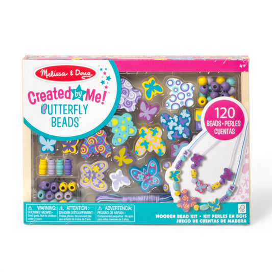Melissa & Doug Butterfly Friends Bead Set with wooden tray for easy organization