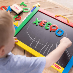 Melissa & Doug 36 magnetic letters and numbers enable spelling and math play.