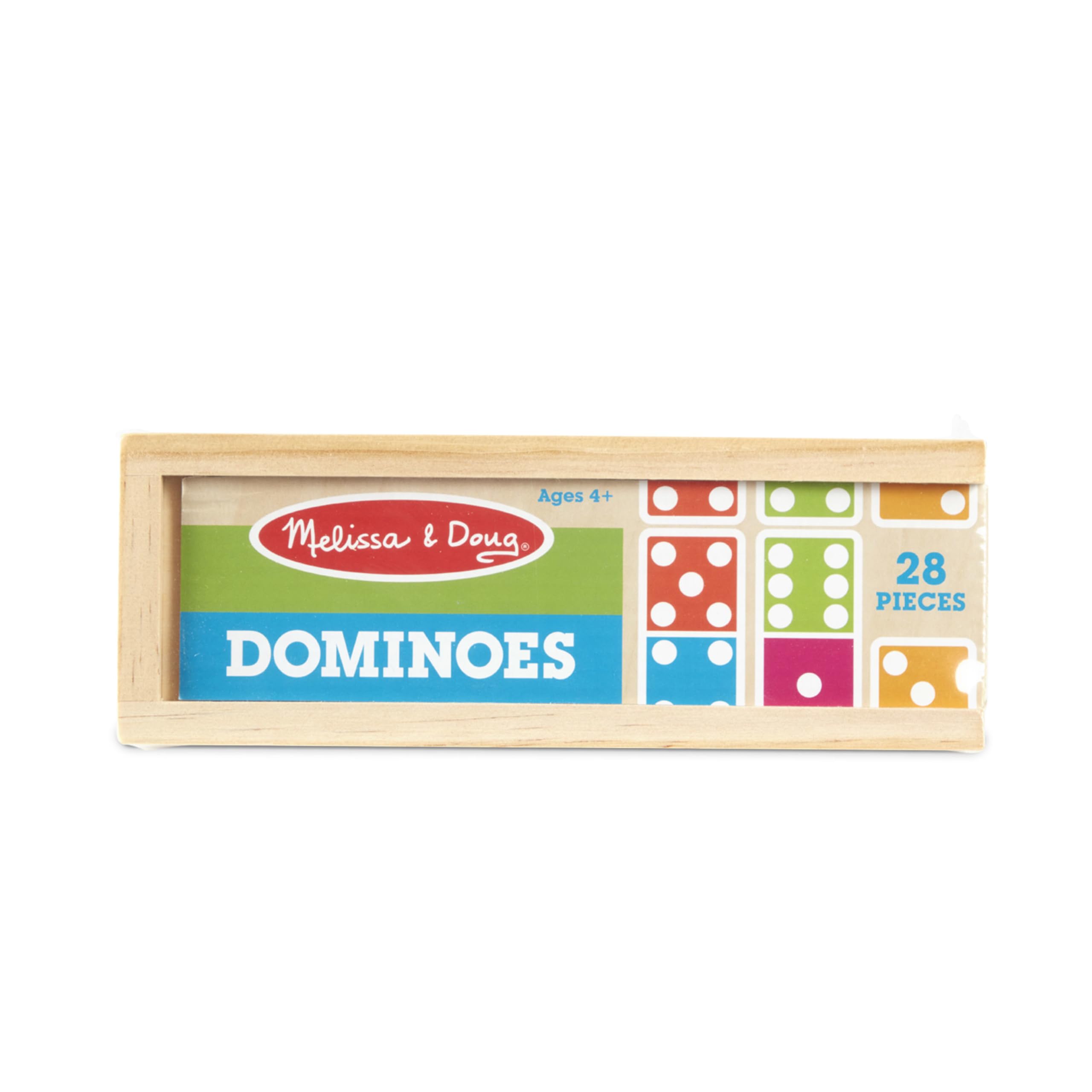 Melissa & Doug colorful domino tiles close-up showing vibrant pips for tactile play