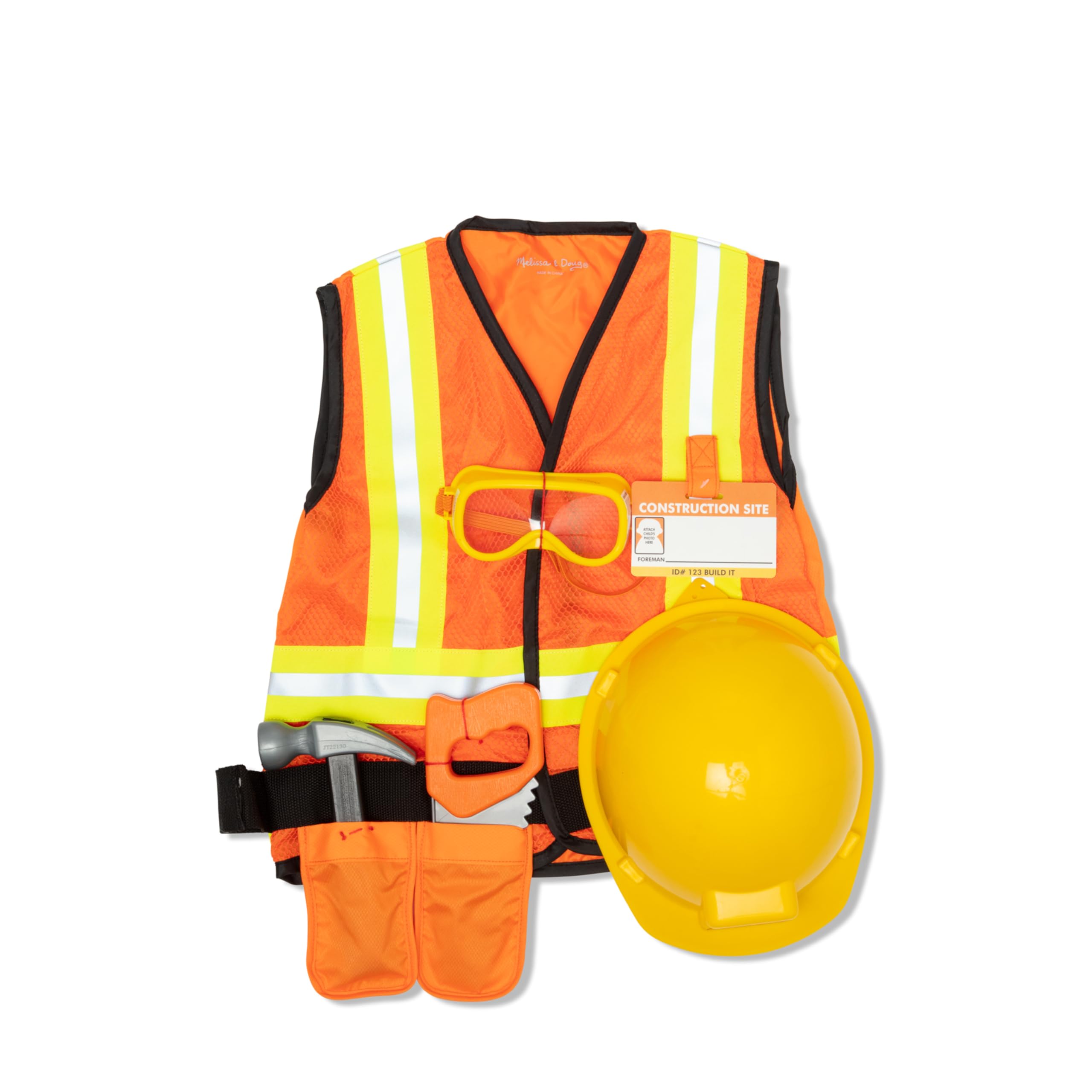 Melissa and Doug tool belt keeps pretend tools organized during play.
