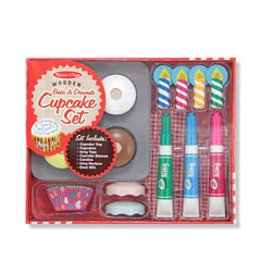 Colorful cupcake sleeves display pretend treats for a cheerful bake sale.