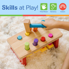Melissa & Doug Deluxe Pounding Bench showcases durable wood construction for long-lasting use
