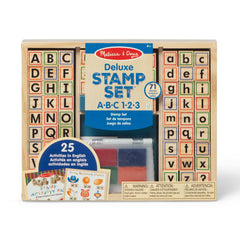 Melissa and Doug deluxe wooden stamp set with ABCs and 123s for imaginative learning