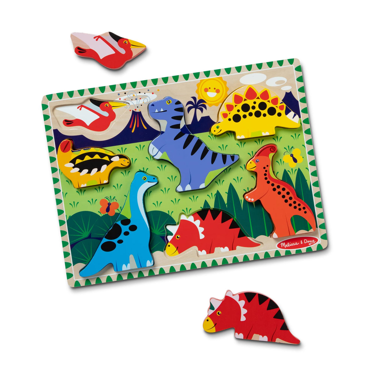 Melissa & Doug dinosaur puzzle: seven-piece set with chunky pieces for easy grasp