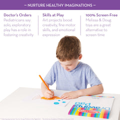 Melissa & Doug Drawing Pad uses heavyweight paper that handles pencils, markers, and crayons