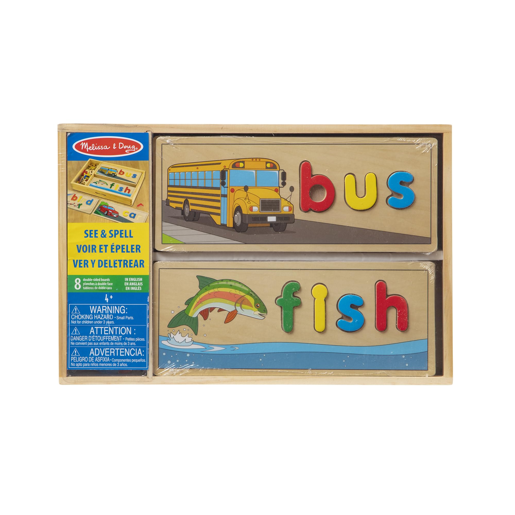 Melissa & Doug See & Spell eight double-sided boards provide varied prompts.