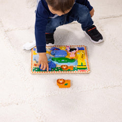 Melissa & Doug Elephant-Giraffe-Zebra Pieces promote color recognition and imaginative play.