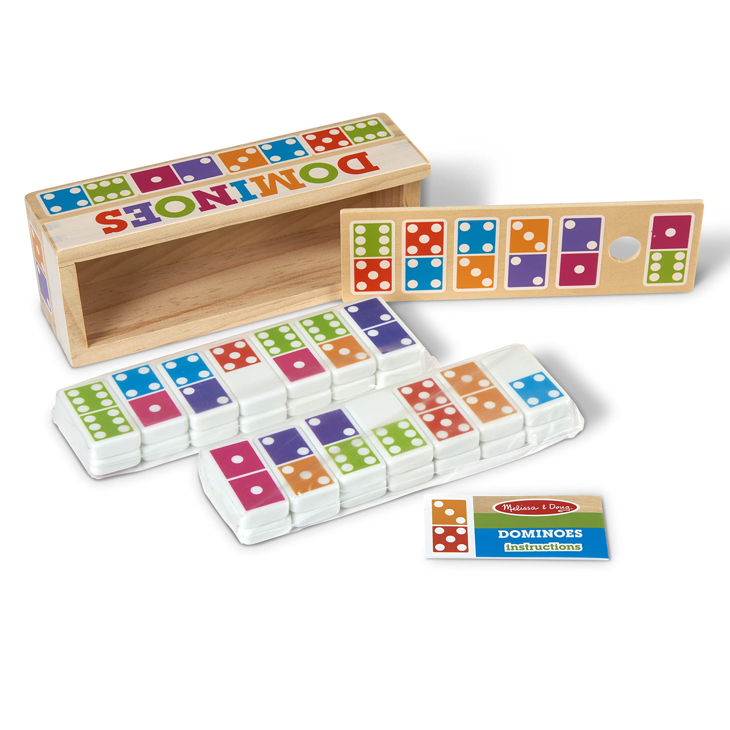 Melissa & Doug family playing dominoes around a table captures shared fun