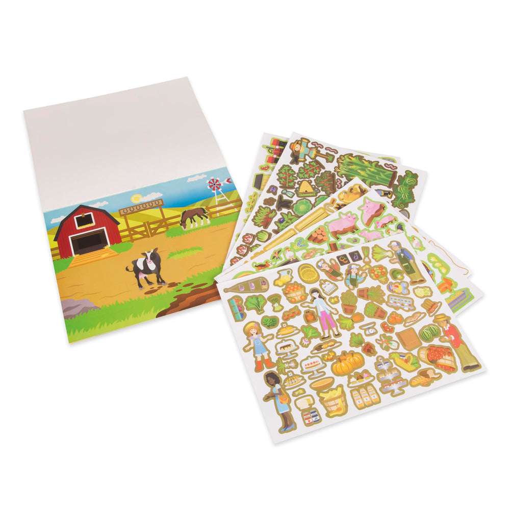 Melissa & Doug Farm Sticker Pad garden background encourages harvest-themed scenes
