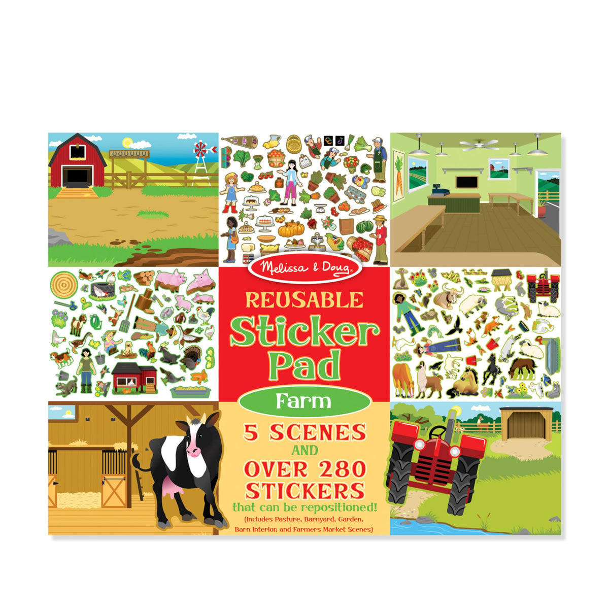 Melissa & Doug Farm Sticker Pad cover for easy, reusable farm play