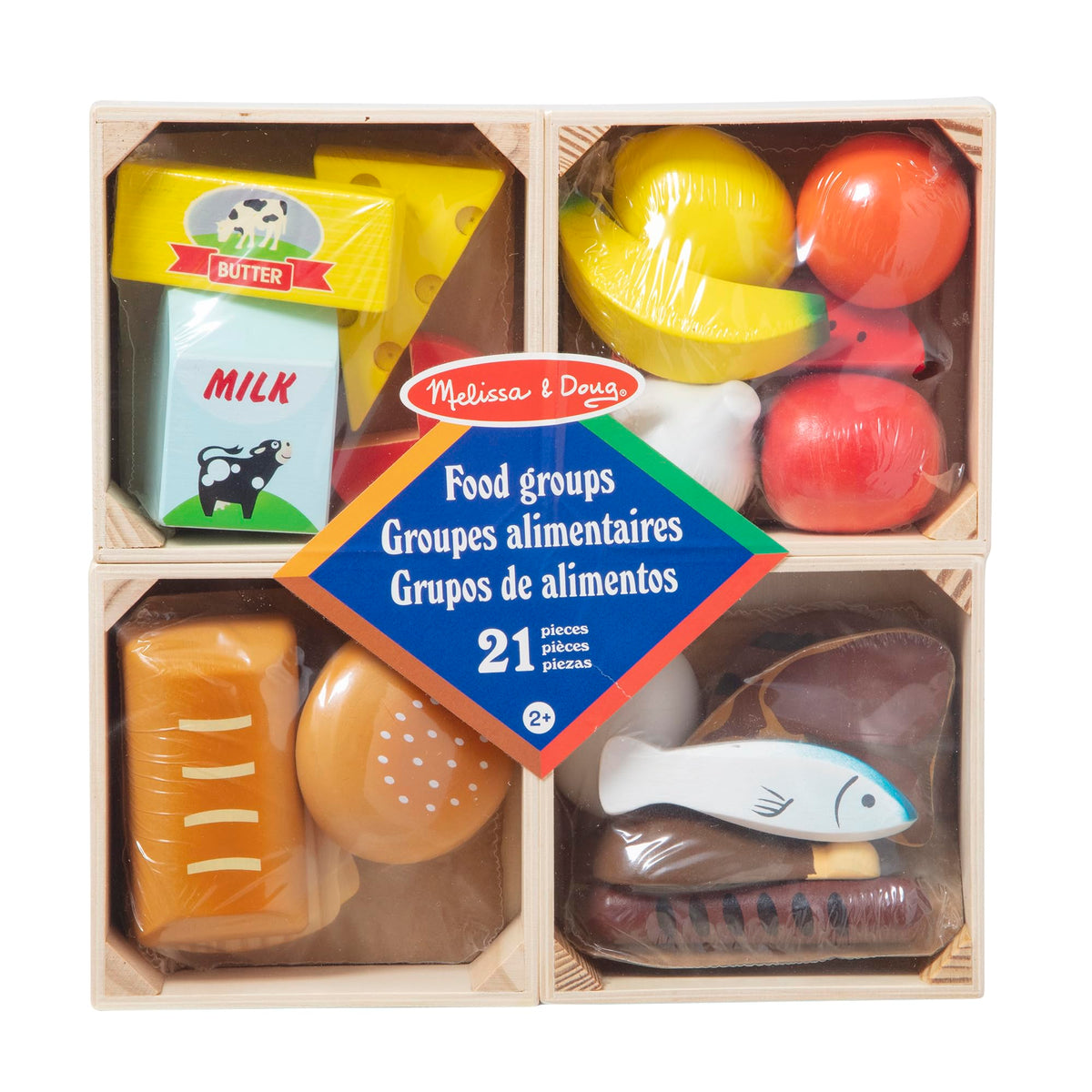 Melissa & Doug Food Groups: 21 hand-painted wooden pieces for imaginative, balanced pretend meals.