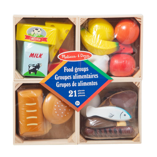 Melissa & Doug Food Groups: 21 hand-painted wooden pieces for imaginative, balanced pretend meals.