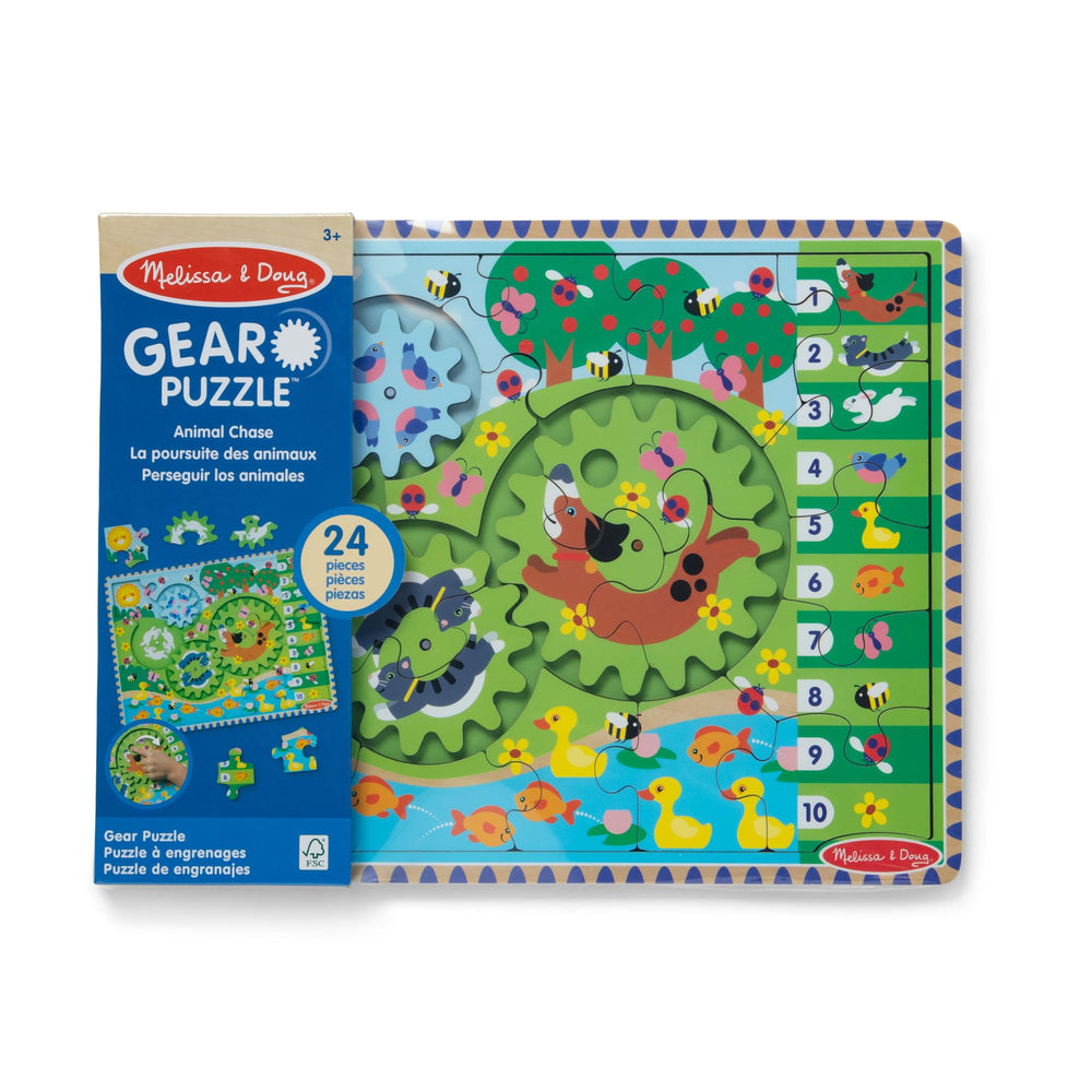 Melissa & Doug Gear Puzzle close-up showing spinning gears
