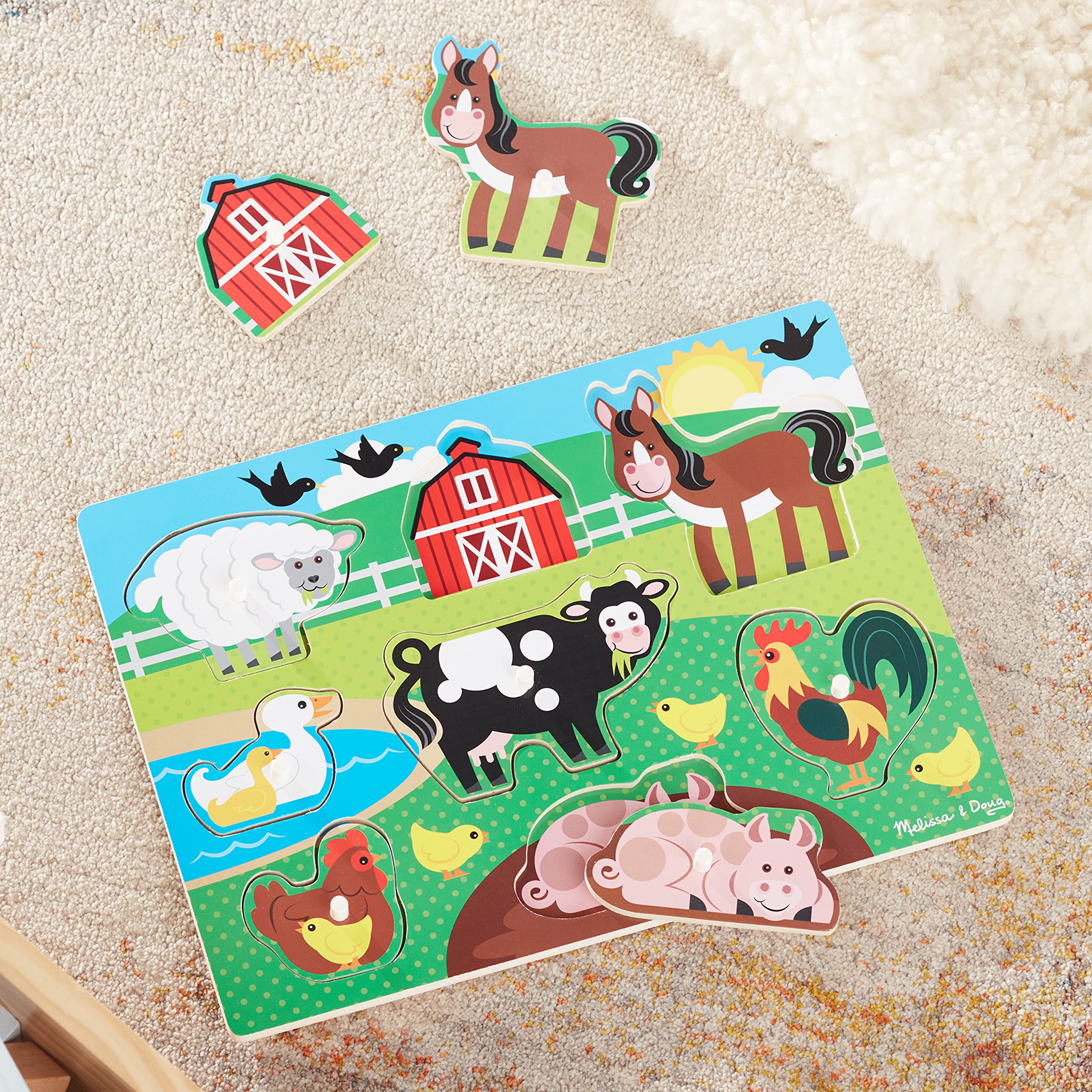 Melissa & Doug gift-ready Farm Puzzle for ages 2 to 4.