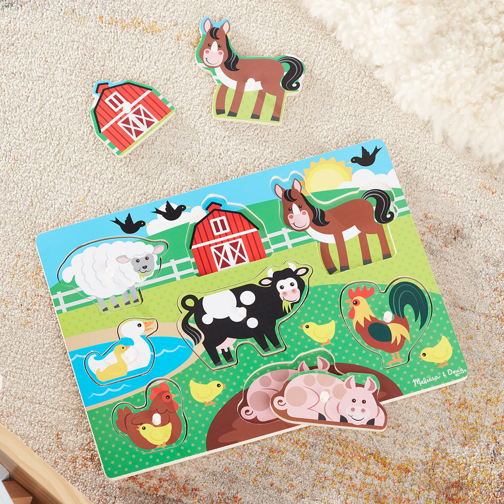 Melissa & Doug gift-ready Farm Puzzle for ages 2 to 4.