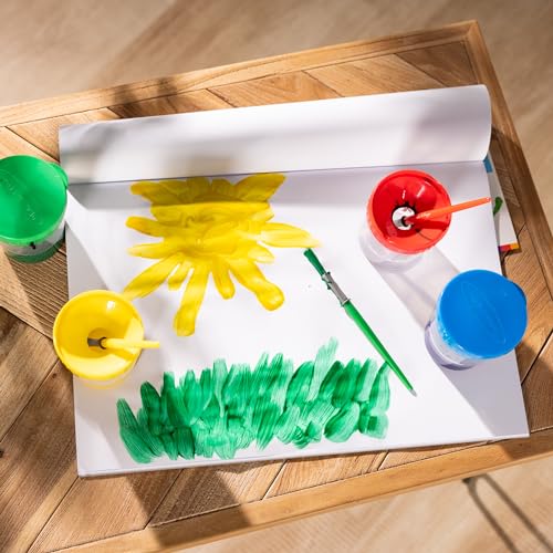 Melissa and Doug durable double-sided paper reduces mess during painting sessions.