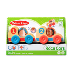 Melissa & Doug GO Tots spin action as toddlers push cars.