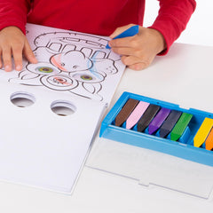 Flip top case makes cleanup and travel quick and easy for families.