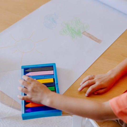 Non roll design keeps colors where you left them for mess free coloring sessions.