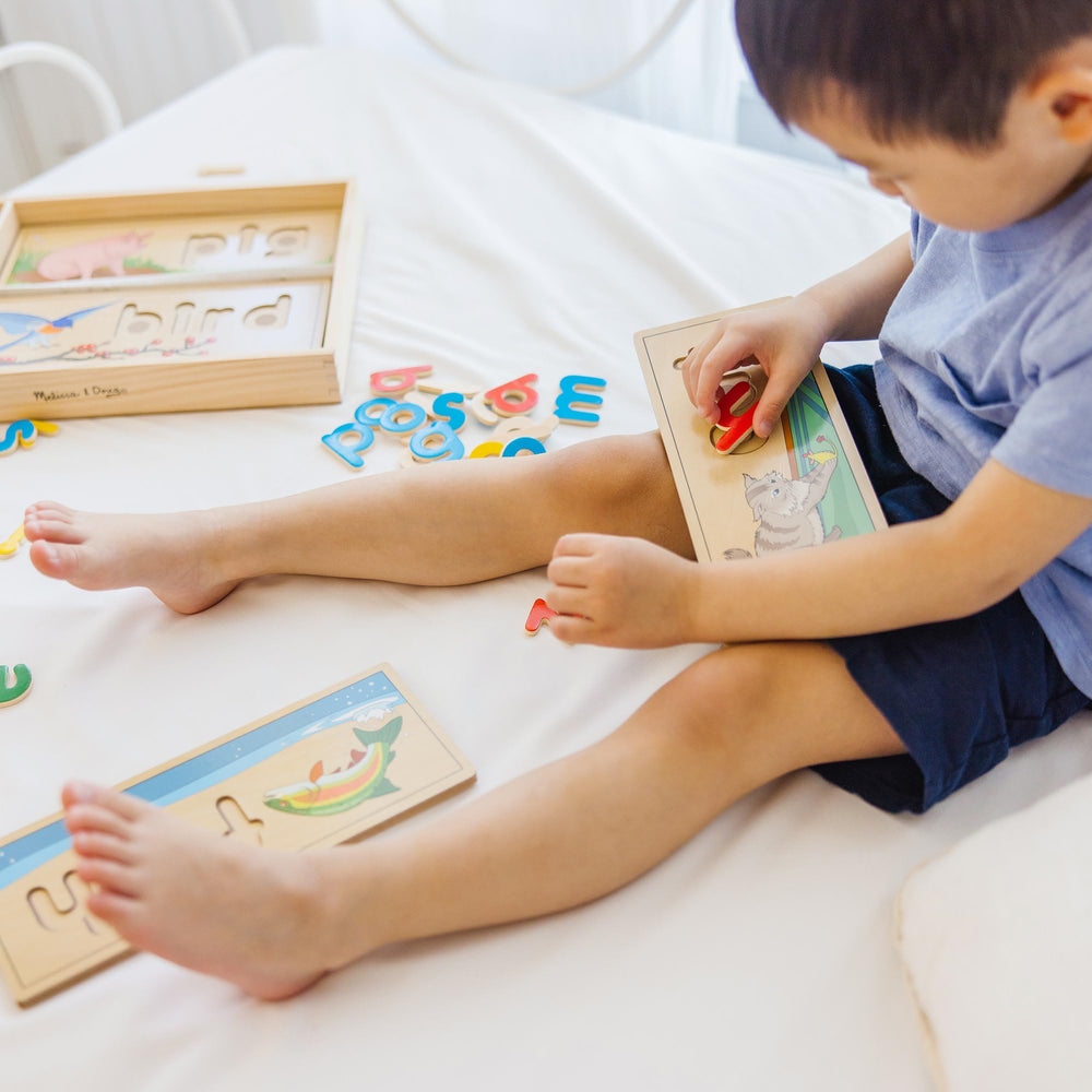 Melissa & Doug See & Spell promotes early vocabulary through playful word-building activities.