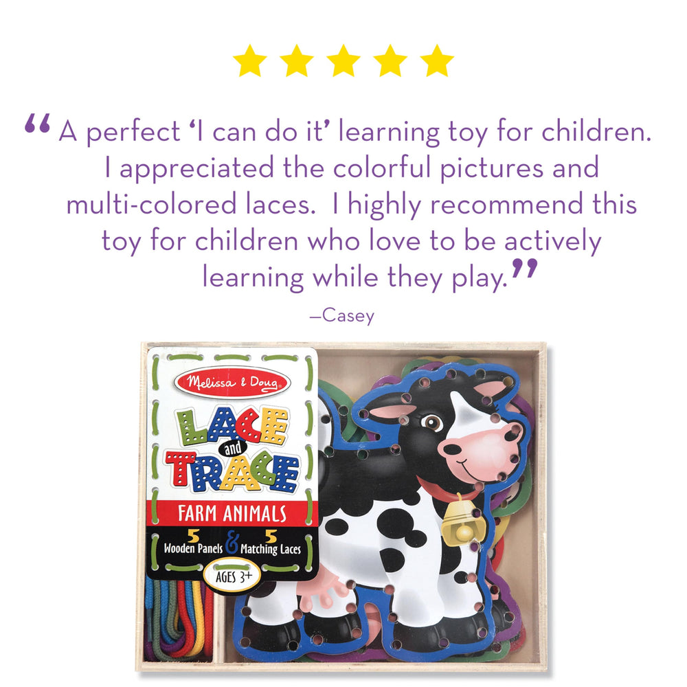 Melissa & Doug Lace & Trace Farm laces set provides vibrant strings for tracing