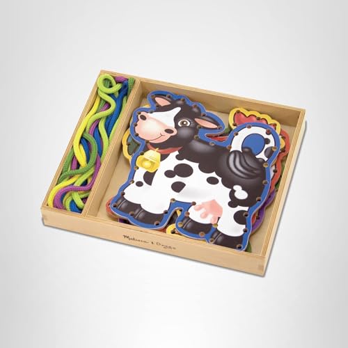 Melissa & Doug Lace & Trace Farm packaging shows durable wooden construction