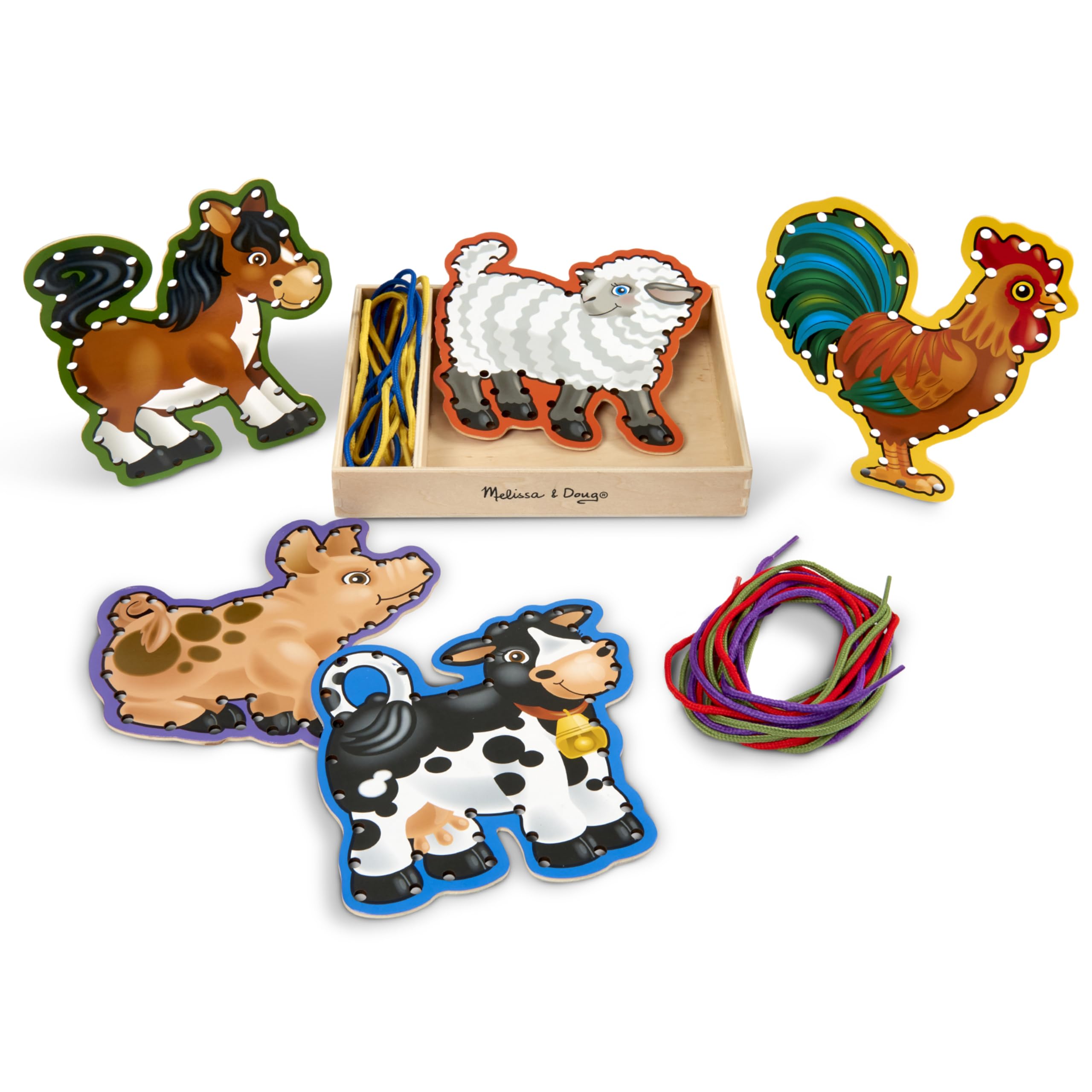 Melissa & Doug Lace & Trace Farm pig panel builds fine motor control during play