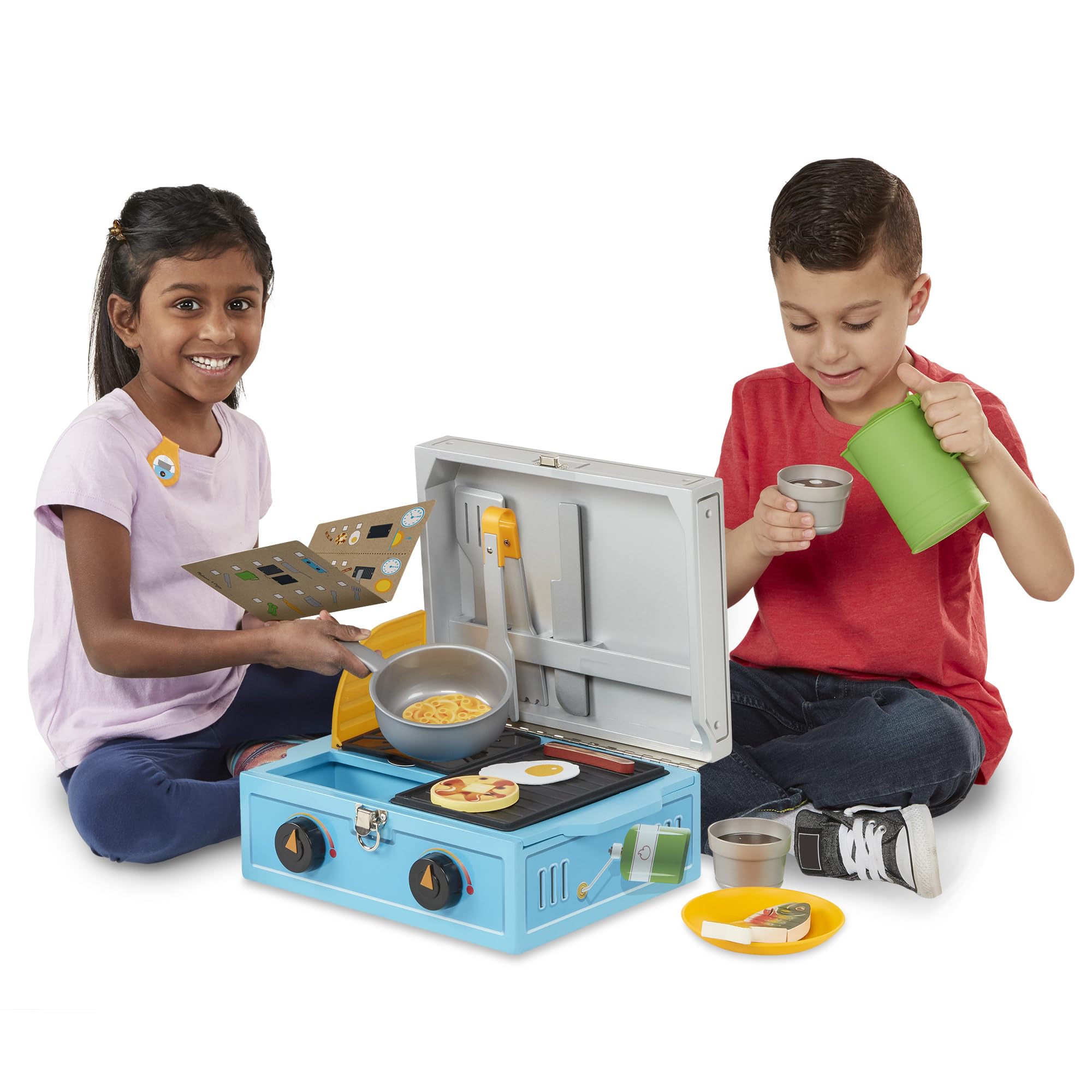 Melissa & Doug Let’s Explore camp stove plates and sporks for serving pretend meals