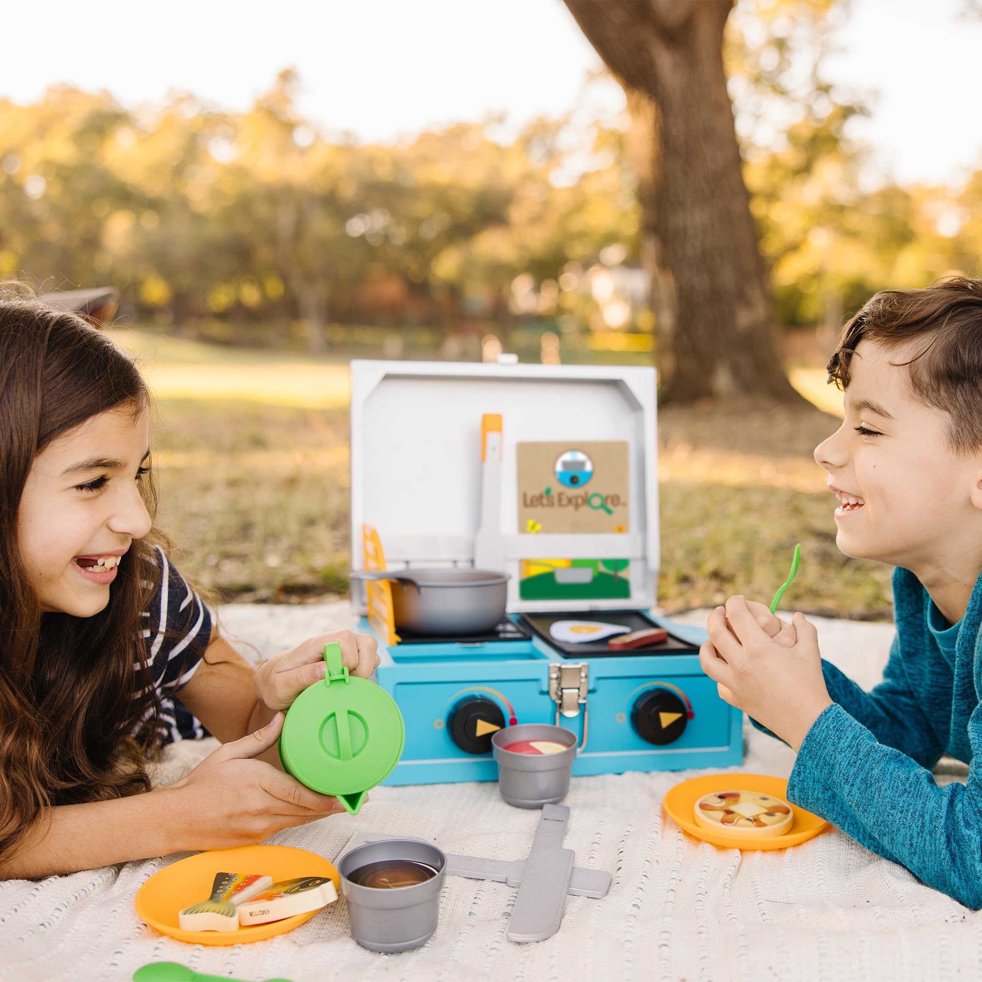 Melissa & Doug Let’s Explore camp stove reversible grill and griddle for versatile play