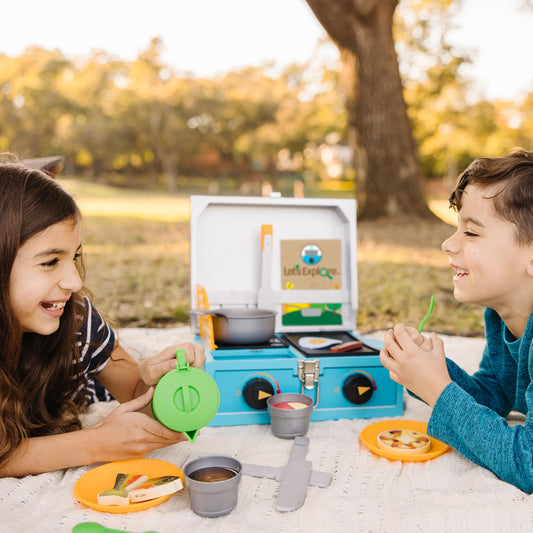 Melissa & Doug Let’s Explore camp stove reversible grill and griddle for versatile play
