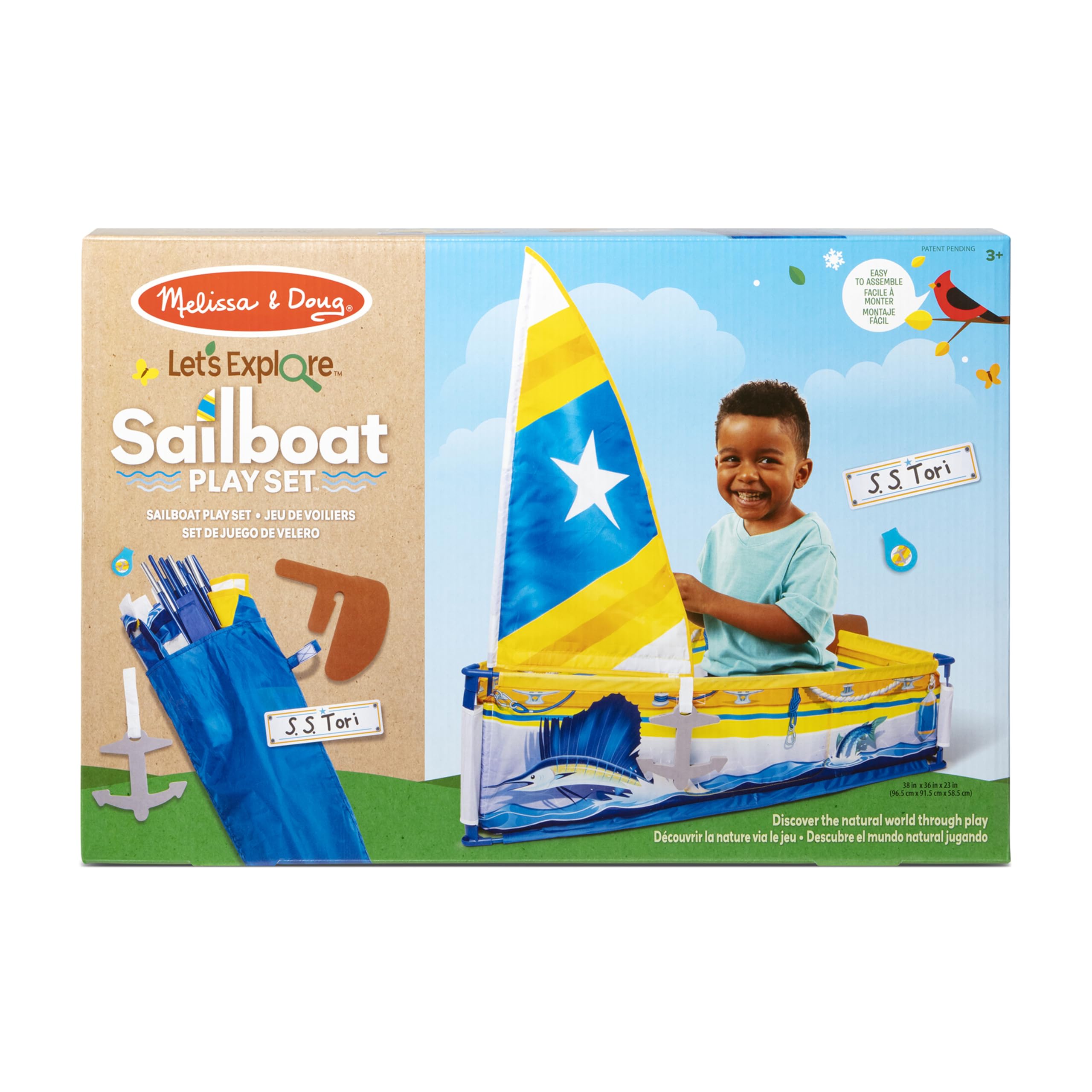 Melissa & Doug Lets Explore Sailboat handy tote for easy storage after play.