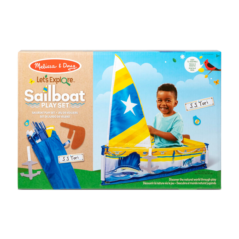 Melissa & Doug Lets Explore Sailboat handy tote for easy storage after play.