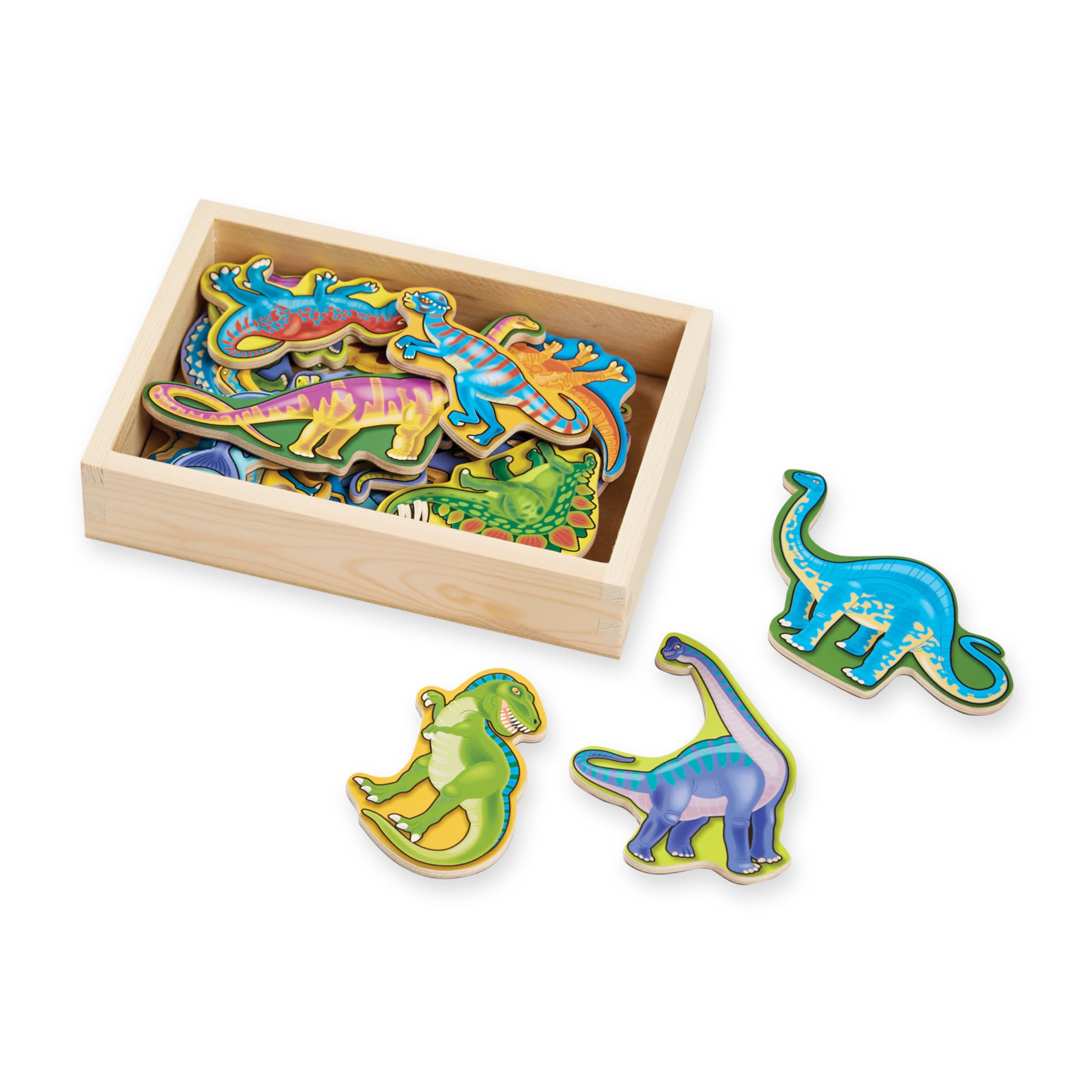 Melissa & Doug magnetic dinosaurs in a wooden box for imaginative play