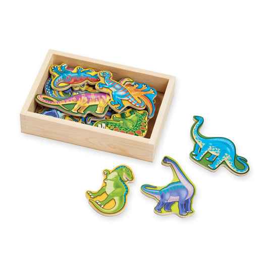 Melissa & Doug magnetic dinosaurs in a wooden box for imaginative play