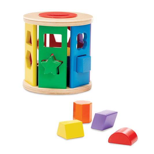 Melissa & Doug Match & Roll Shape-Sorter wooden toy supports early shape recognition
