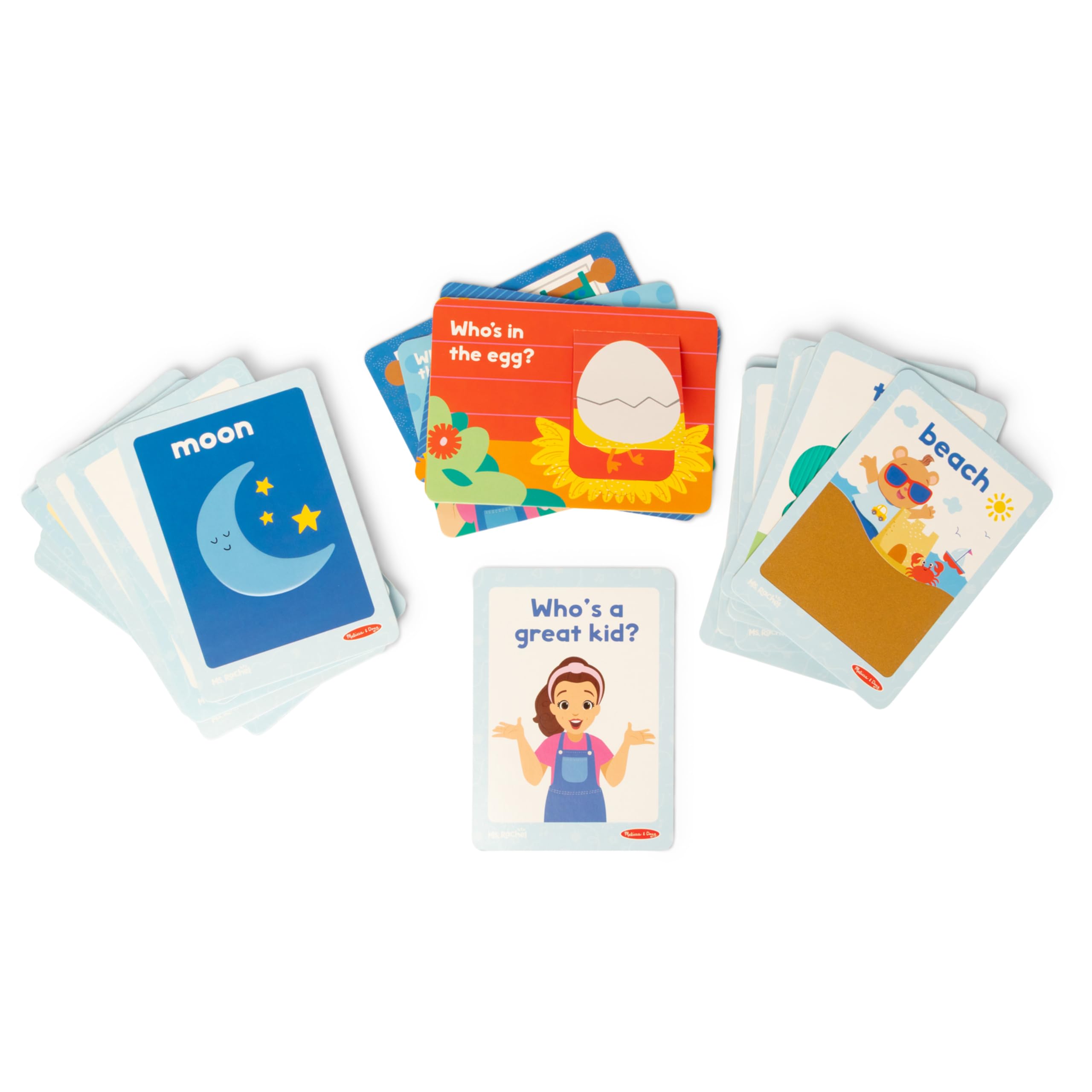 Melissa & Doug Ms. Rachel First Words textured cards front with bright illustrations for early vocabulary.