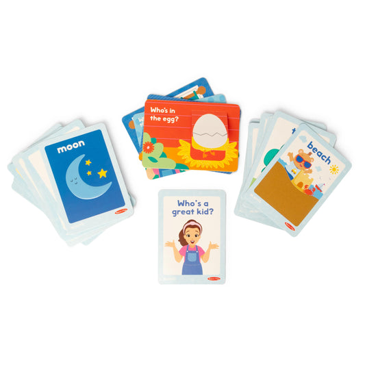 Melissa & Doug Ms. Rachel First Words textured cards front with bright illustrations for early vocabulary.