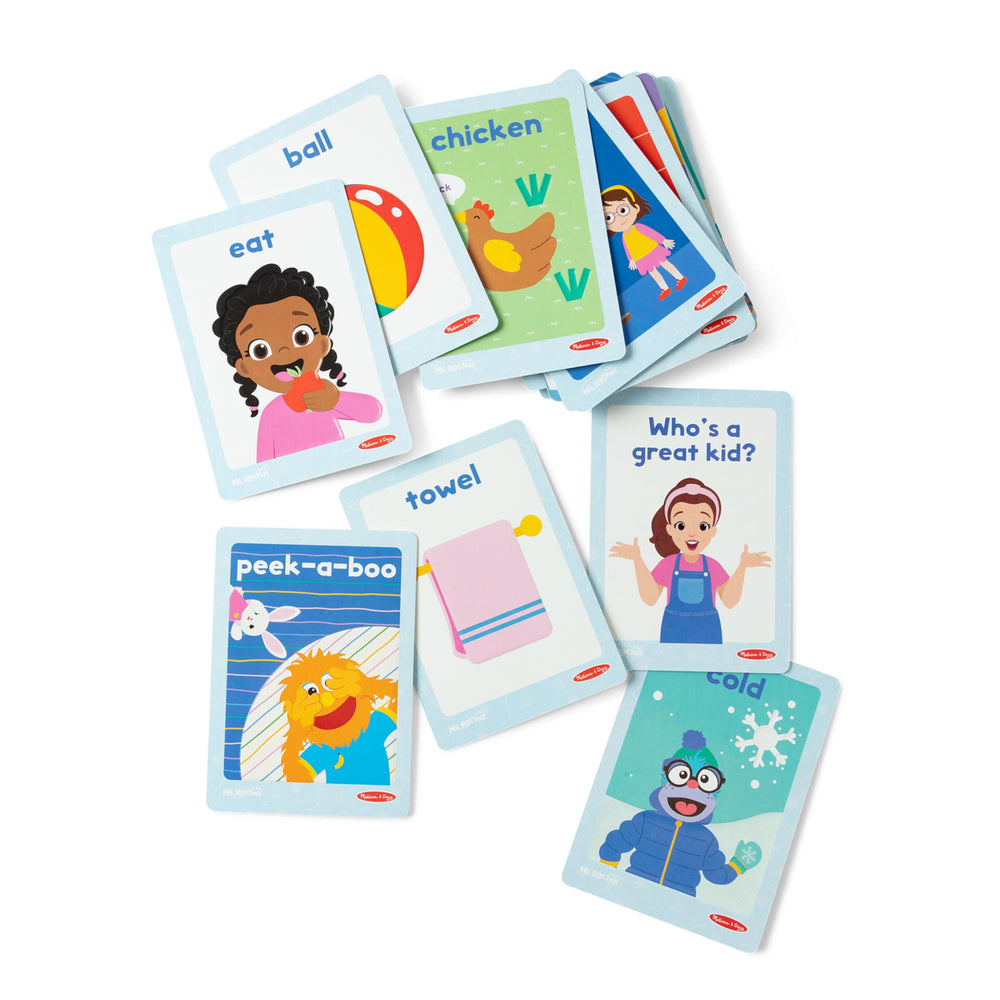 Ms. Rachel mirror card helps toddlers explore self-recognition during play.