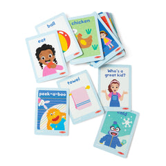 Ms. Rachel mirror card helps toddlers explore self-recognition during play.